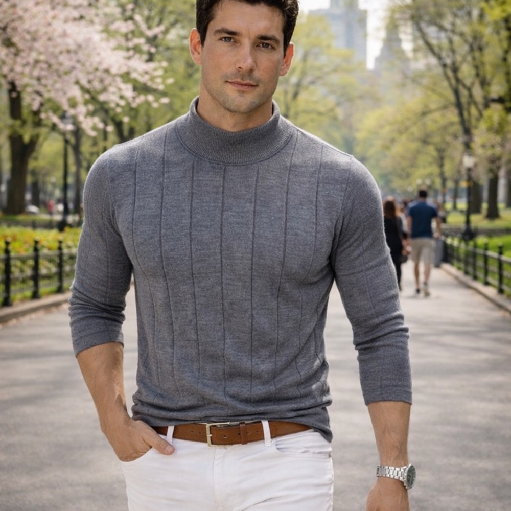 Joseph Abboud Grey Mock Turtleneck Sweater